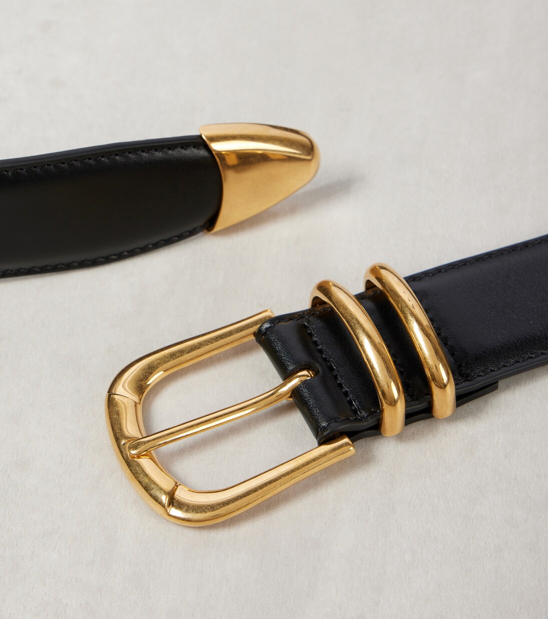 Vintage Black Leather Belt M main image 1