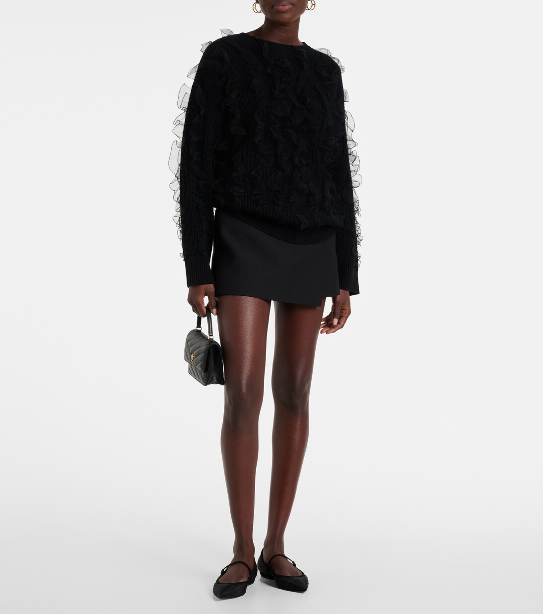 Suede-trimmed mesh Mary Jane flats in black - Tory Burch | Mytheresa