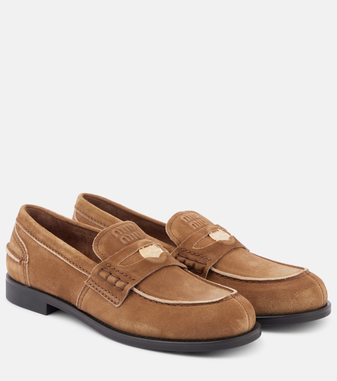 Suede penny loafers in brown - Miu Miu | Mytheresa