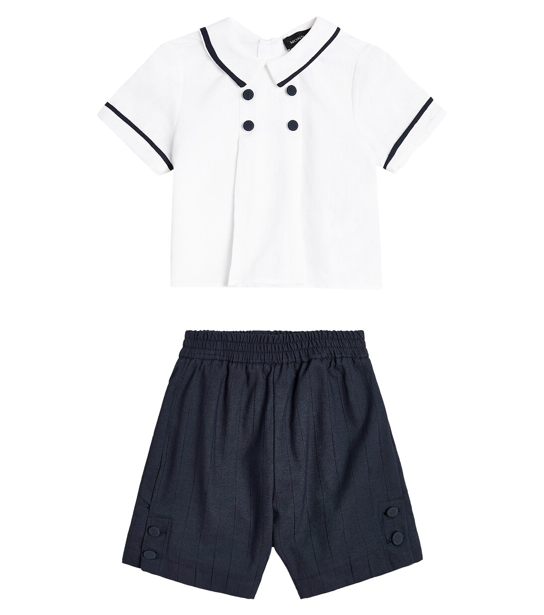 Cotton and linen shirt and pants set in blue - Monnalisa | Mytheresa 