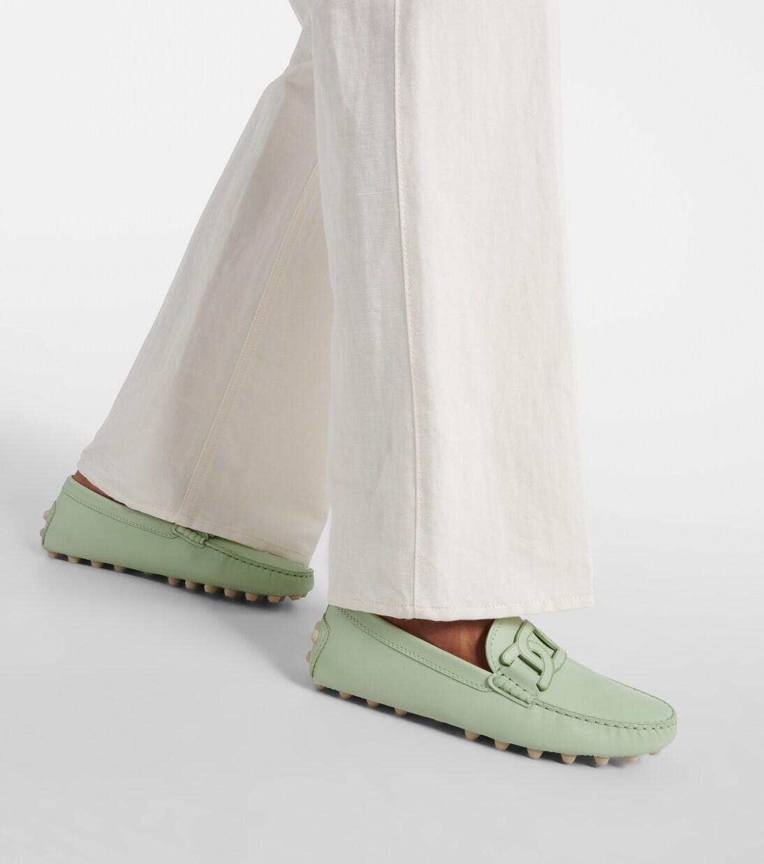Gommino Bubble Kate leather moccasins in green - Tods | Mytheresa