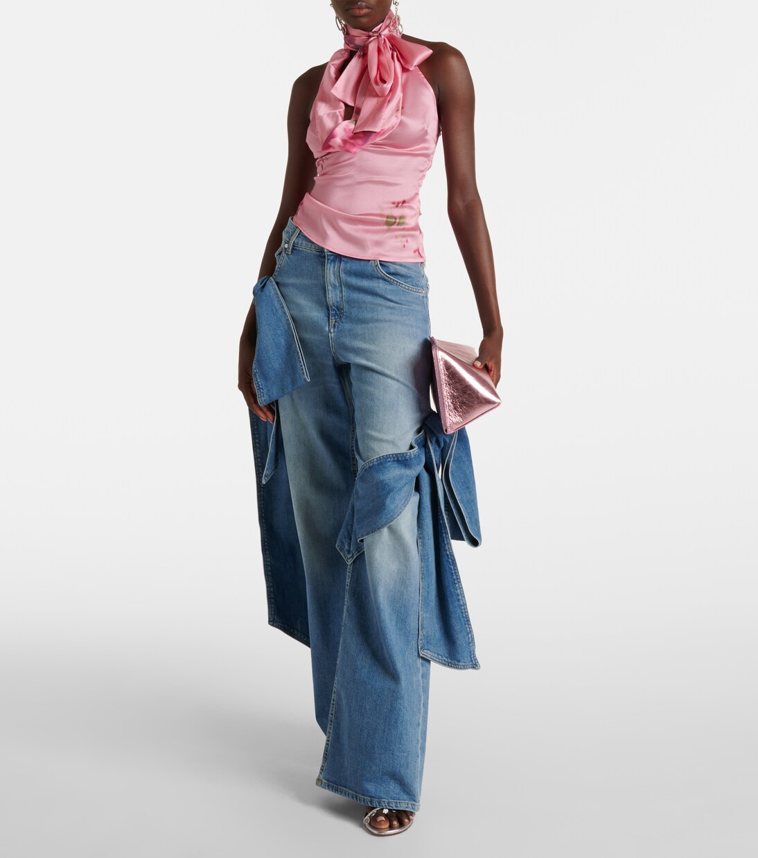 Bedrucktes Top aus Satin in Pink - Blumarine | Mytheresa