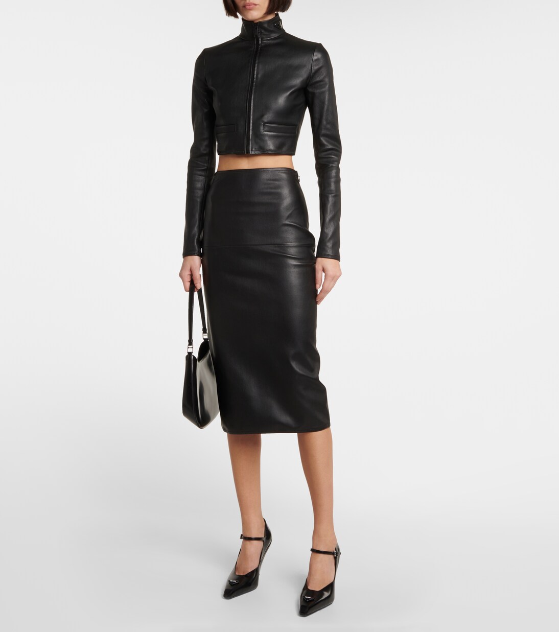 Midirock aus Leder in Schwarz - Prada | Mytheresa *専用出品*