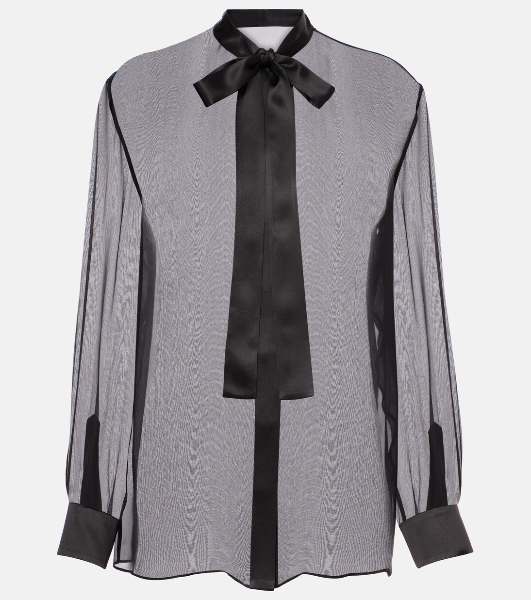 Dolce & Gabbana Off White Silk Blend Ascot Collar Blouse Top