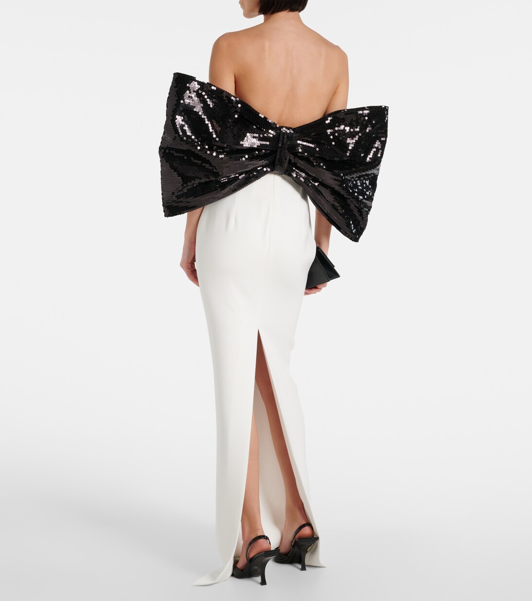 Sequined bow-detail off-shoulder gown in white - Monot | Mytheresa 