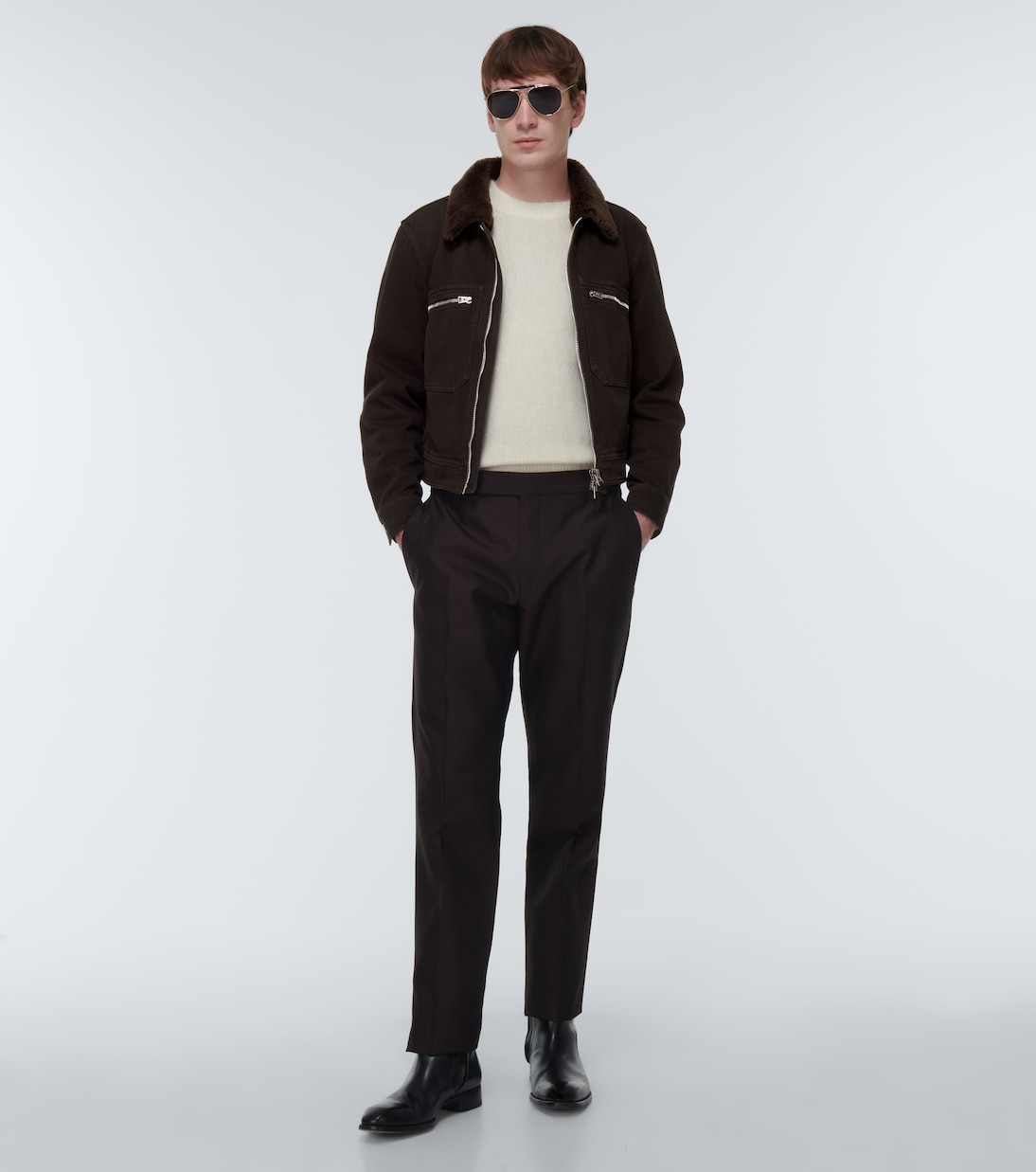 Jacke aus Baumwolle mit Faux Shearling in Schwarz - Tom Ford 