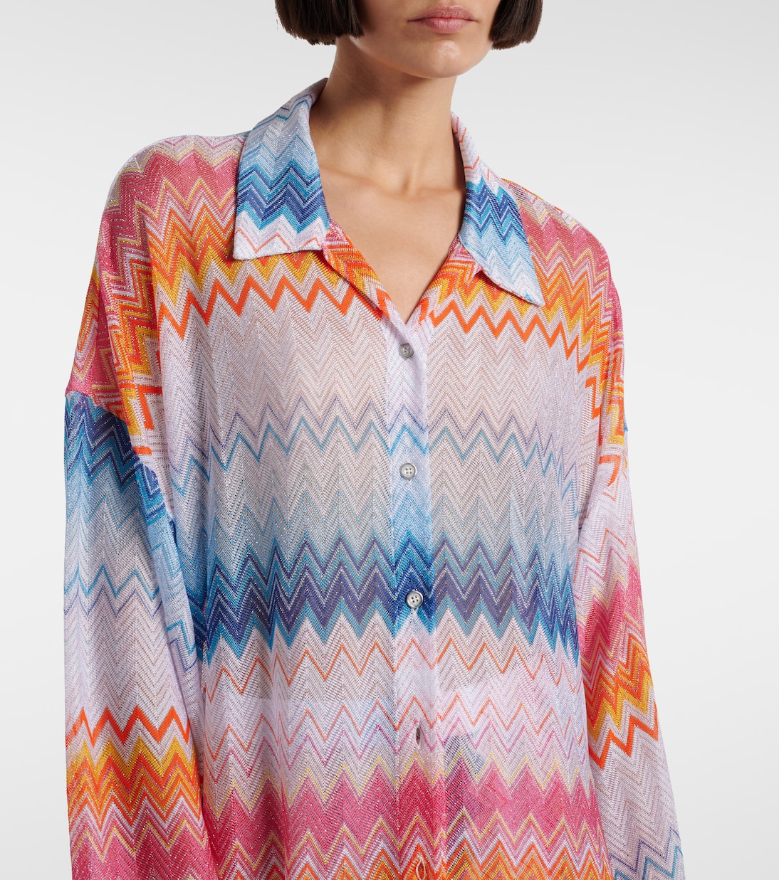 Red Zig-Zag Kaftan,Blouse And Trouser Set