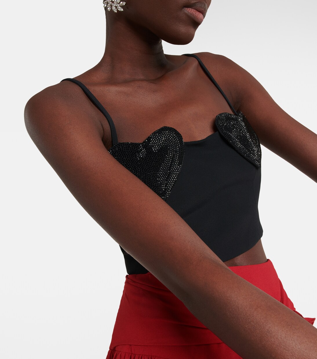 90’s Black Crystal Embellished Crop Top main image 0