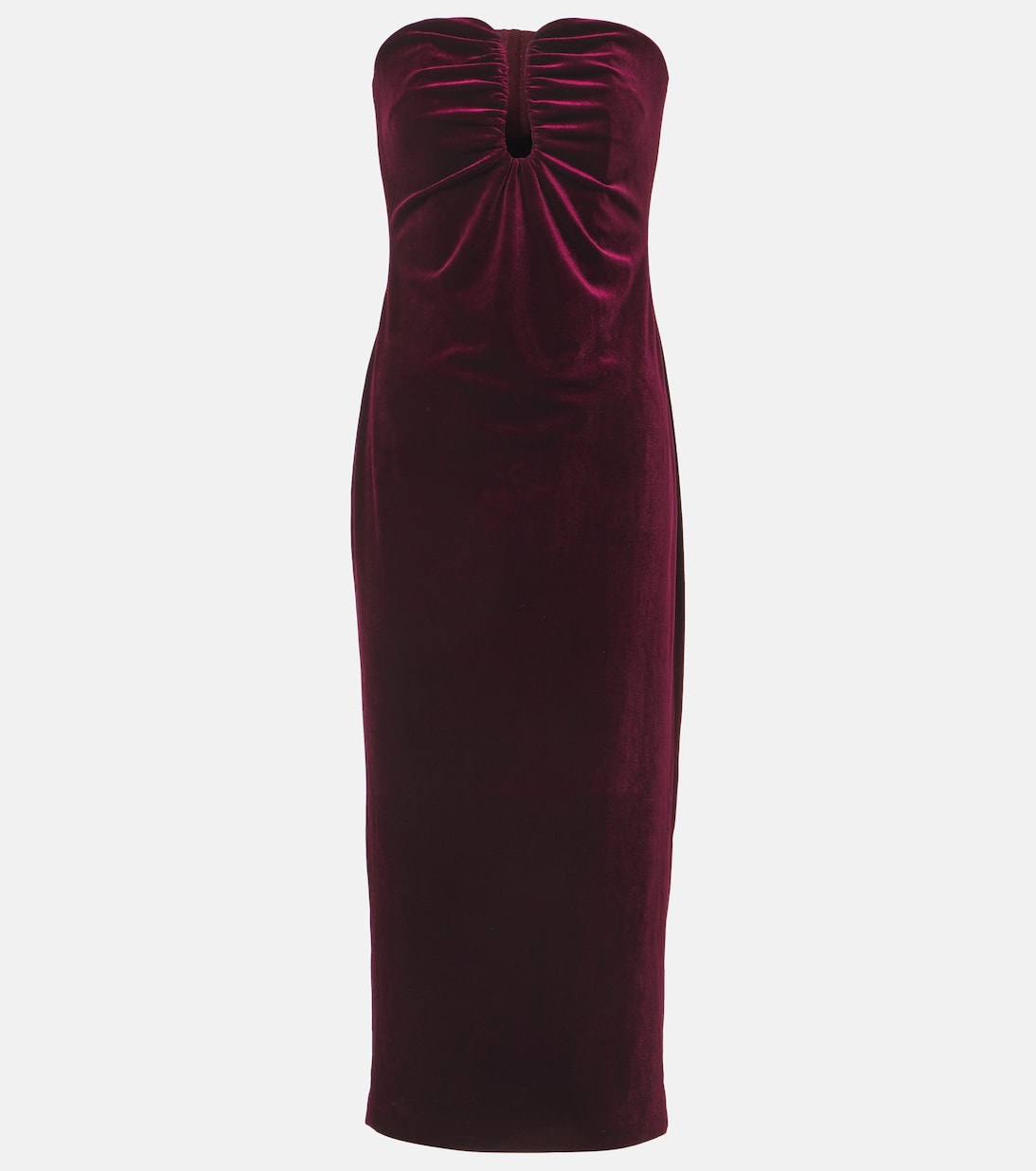 Velvet Strapless Midi Dress