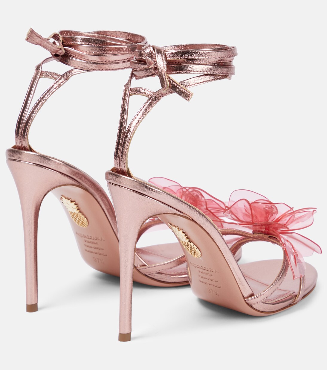 Sandalen Zsa Zsa 105 aus Metallic-Leder in Pink - Aquazzura 