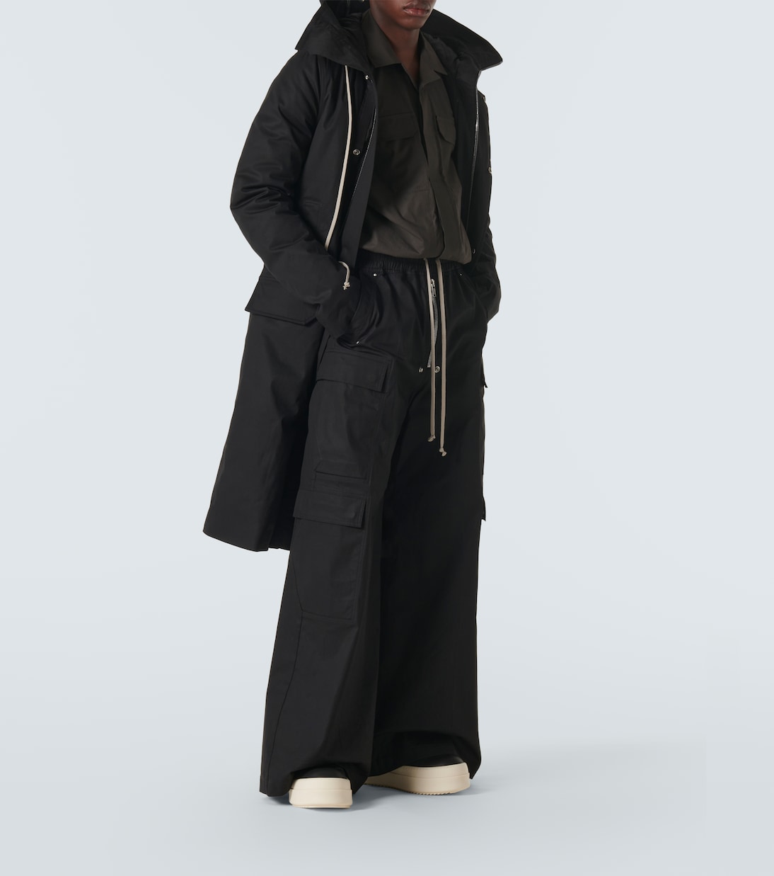 High-Top Plateau-Sneakers aus Leder in Schwarz - Rick Owens 