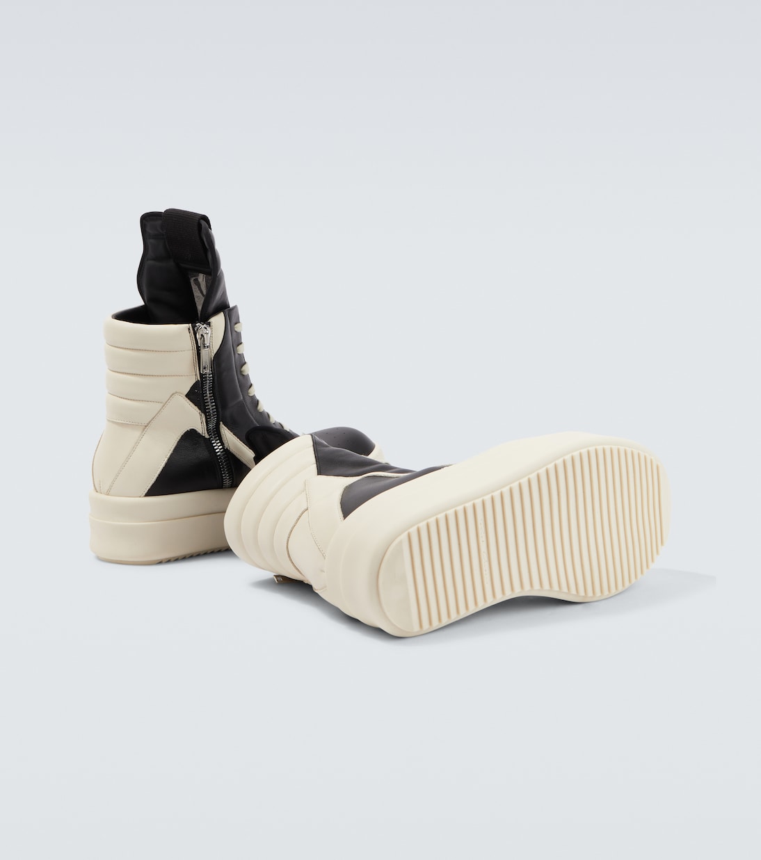 High-Top Plateau-Sneakers aus Leder in Schwarz - Rick Owens 