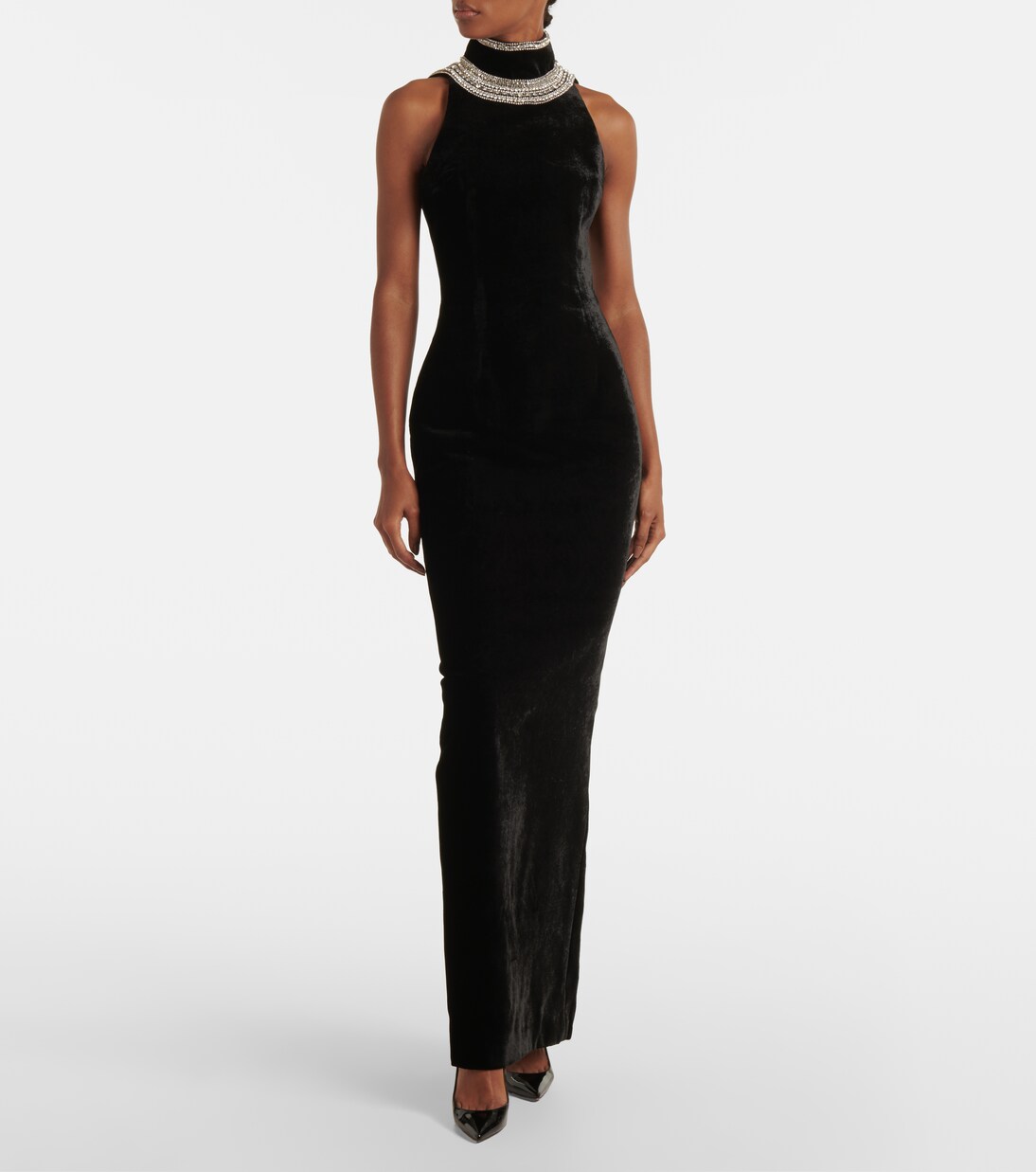 Black Crystal Drape Gown main image 0