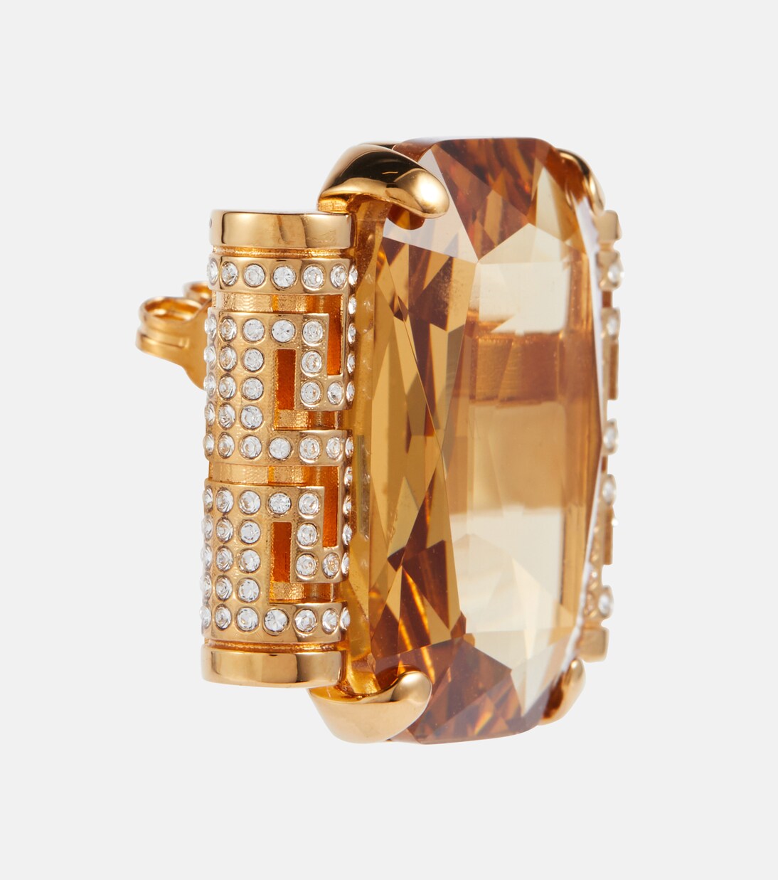 Greca crystal-embellished earrings in gold - Versace | Mytheresa