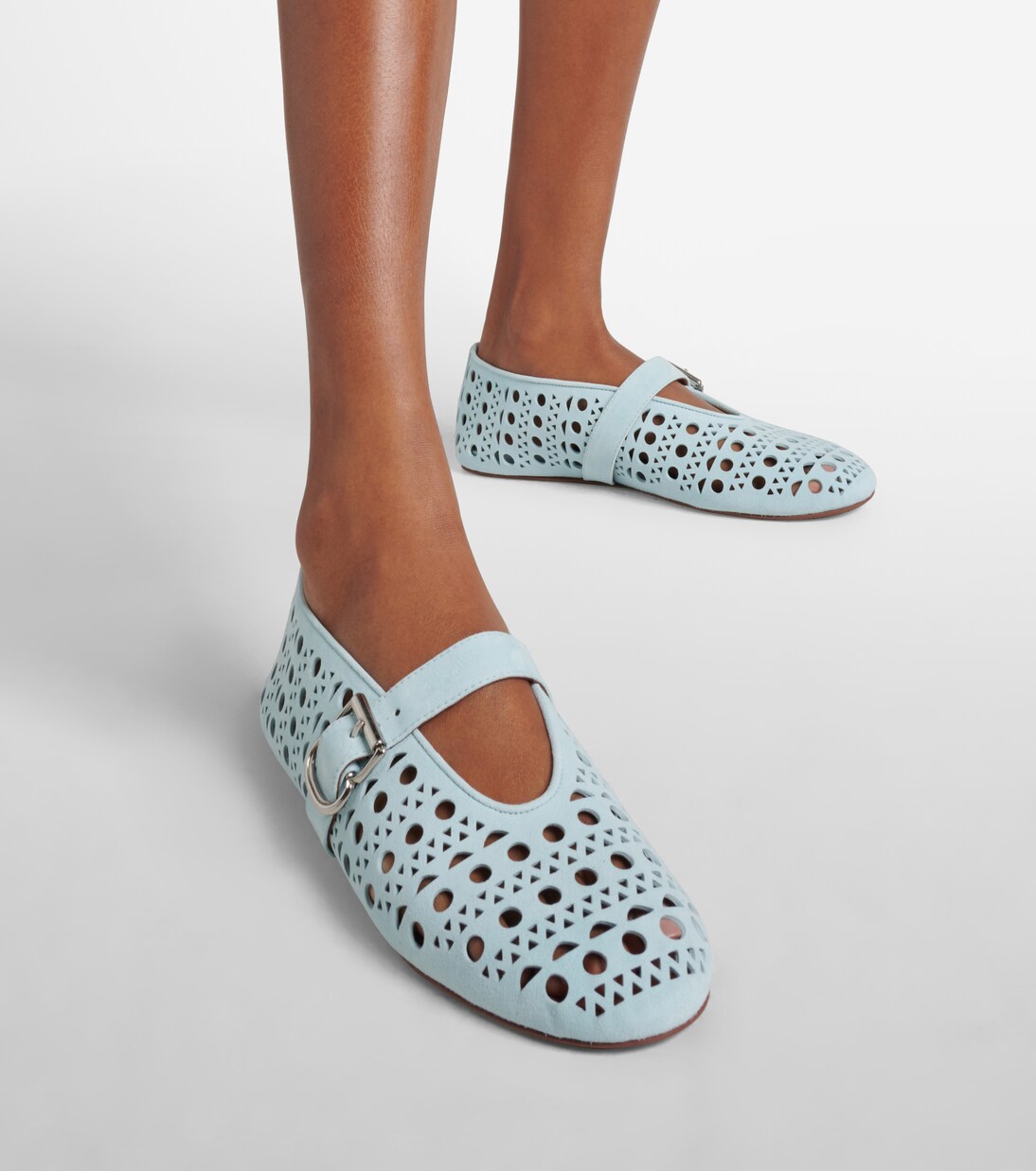 Vienne leather ballet flats in blue Alaia Mytheresa