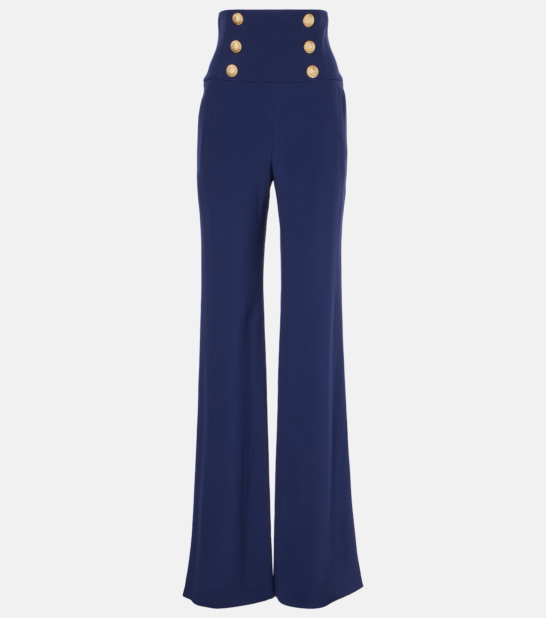 Highrise wideleg jeans in blue Balmain Mytheresa
