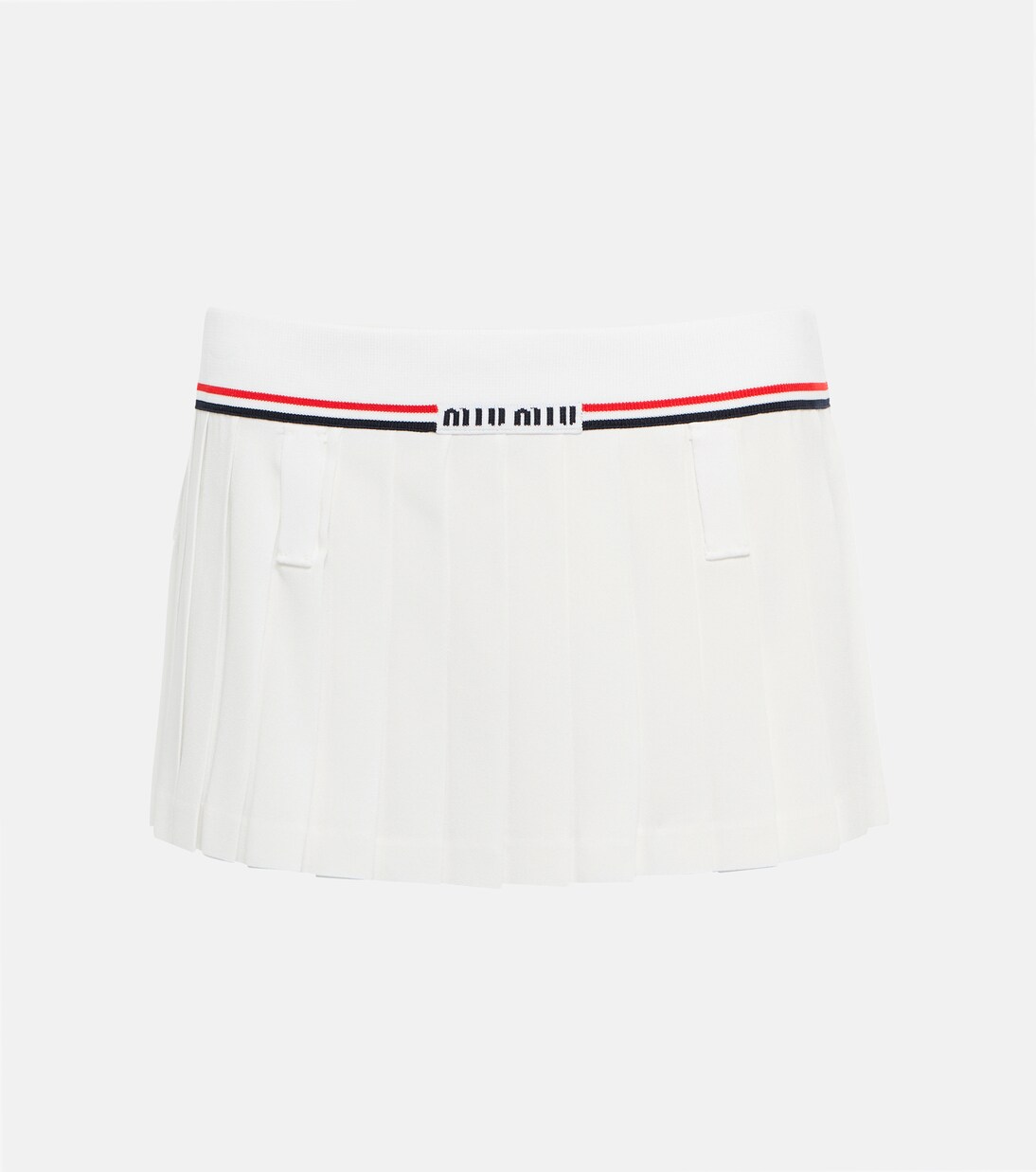 Miu Miu Grey Pleated Knit Mini Skirt