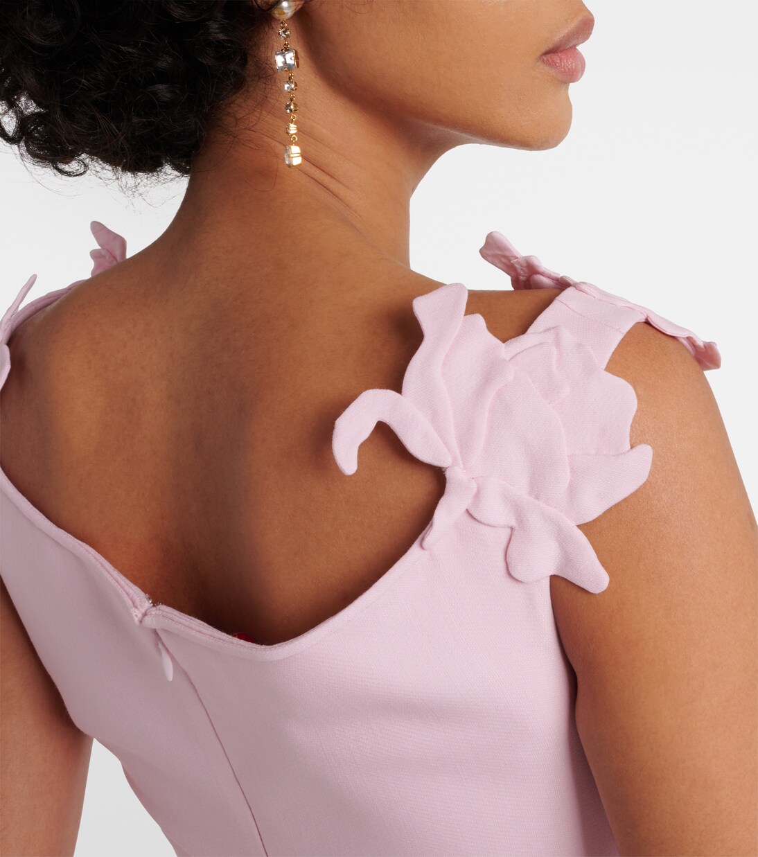 Silky Touch Midi Pale Pink Dress With Handmade Floral Appliqué main image 0
