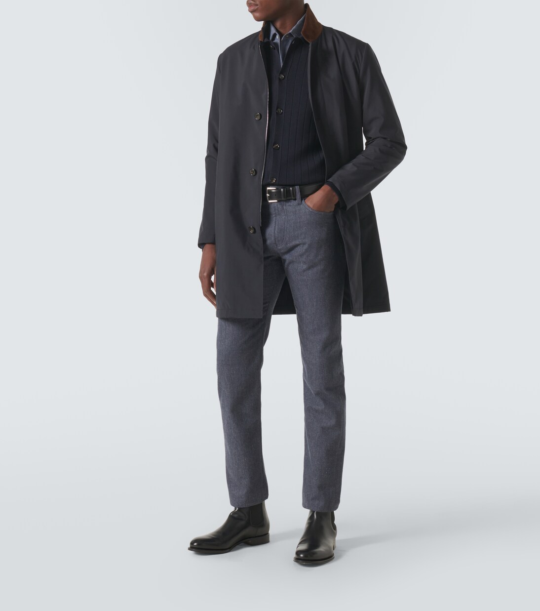 Valeria Italian navy Loro Piana  knit fabric cardigan