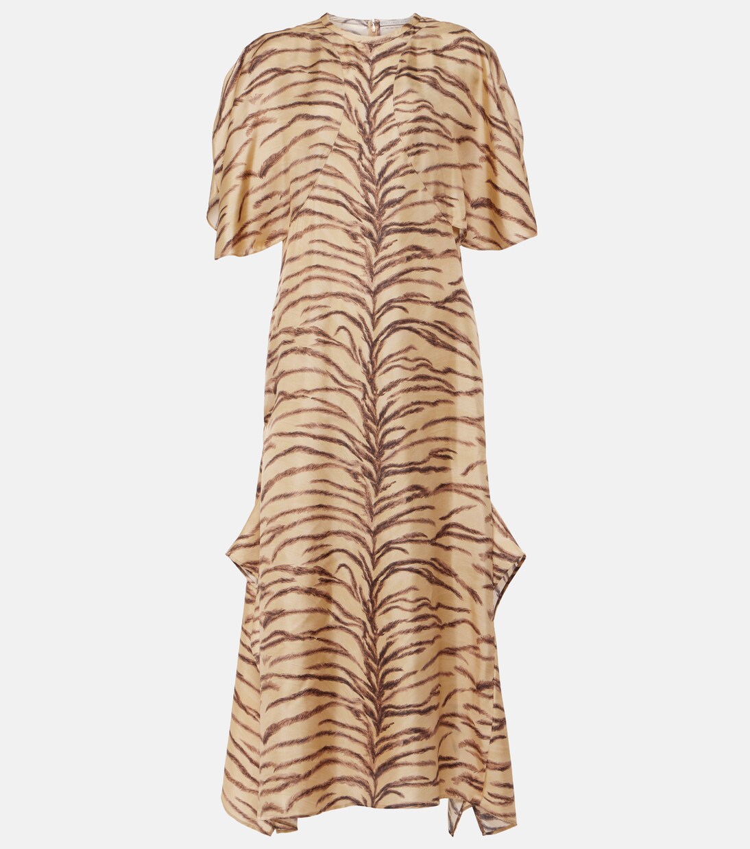 Printed silk midi dress in beige - Stella Mc Cartney | Mytheresa