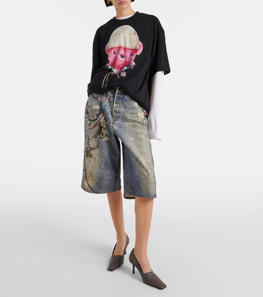 Judda printed denim shorts in blue - Acne Studios | Mytheresa