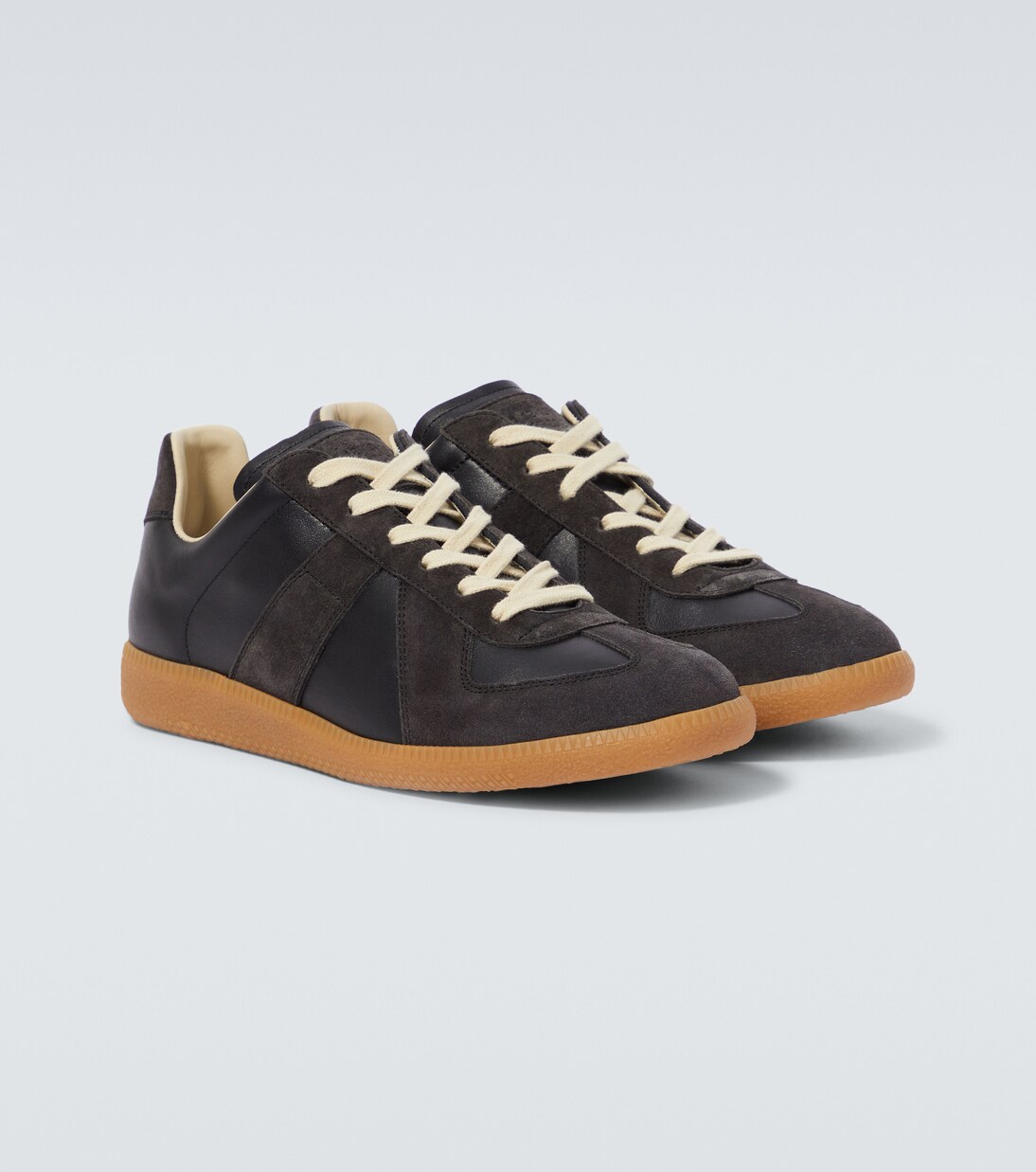Replica leather sneakers in black - Maison Margiela | Mytheresa