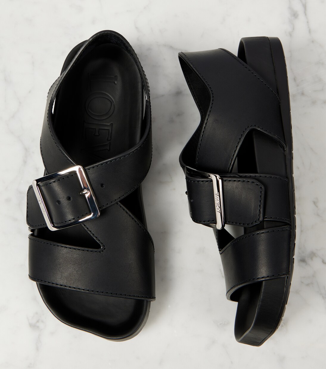 Ease leather slides in black - Loewe | Mytheresa