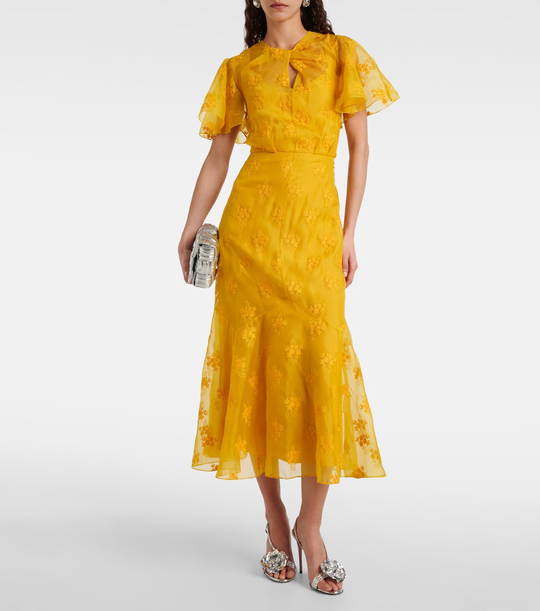 Embroidered silk organza midi dress | Erdem