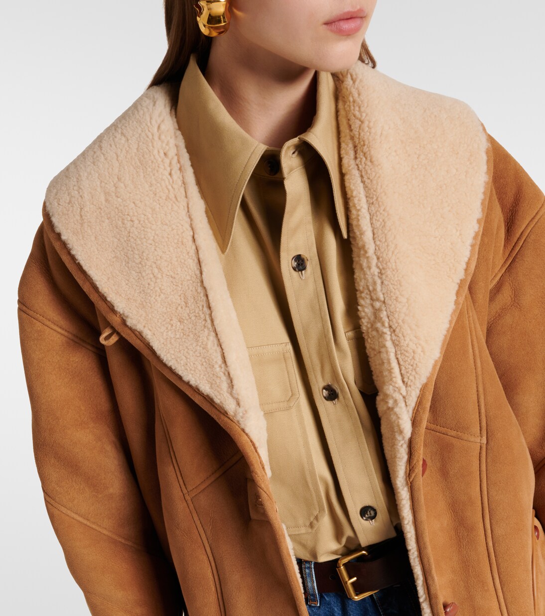 Tatoosh shearling-lined suede jacket in beige - Blaze Milano  