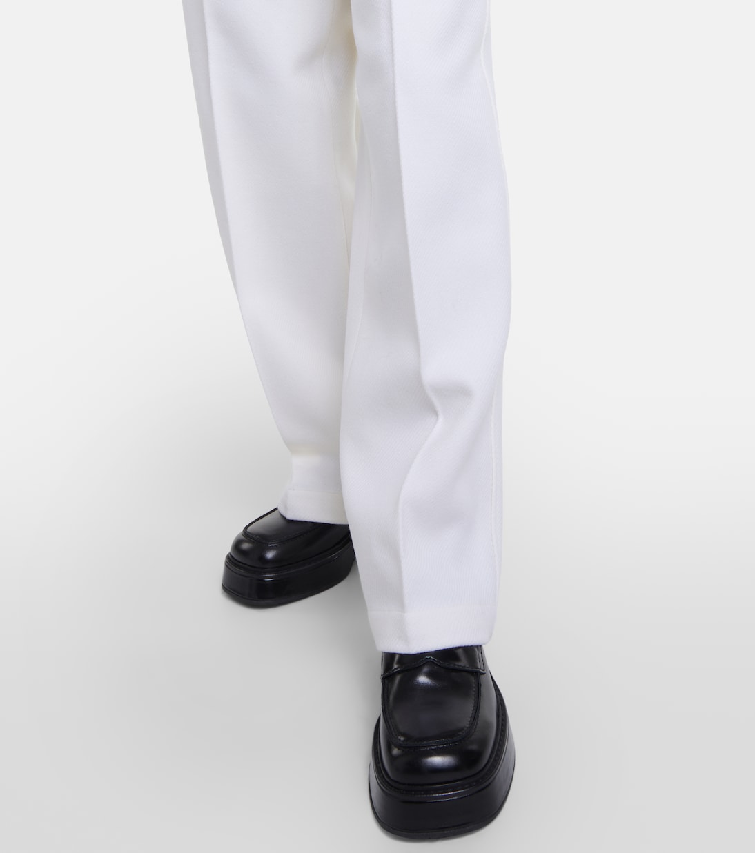 Almarie Pants - Mid Waisted Wide leg Textured Pants in Off White