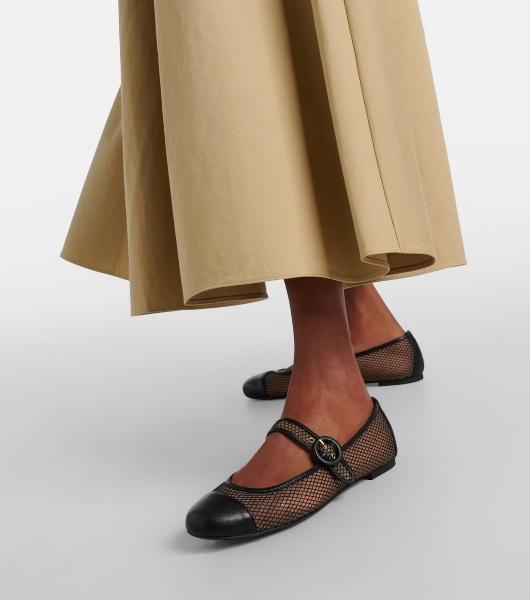 Solstice mesh and leather Mary Jane flats in black - Aquazzura | Mytheresa