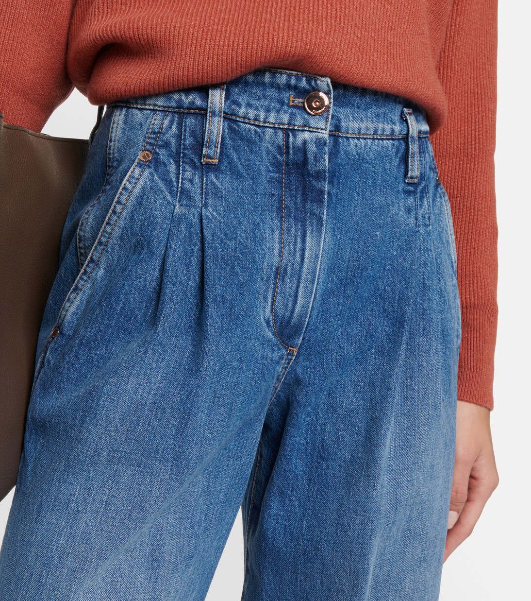 High-rise wide-leg jeans in blue - Brunello Cucinelli | Mytheresa