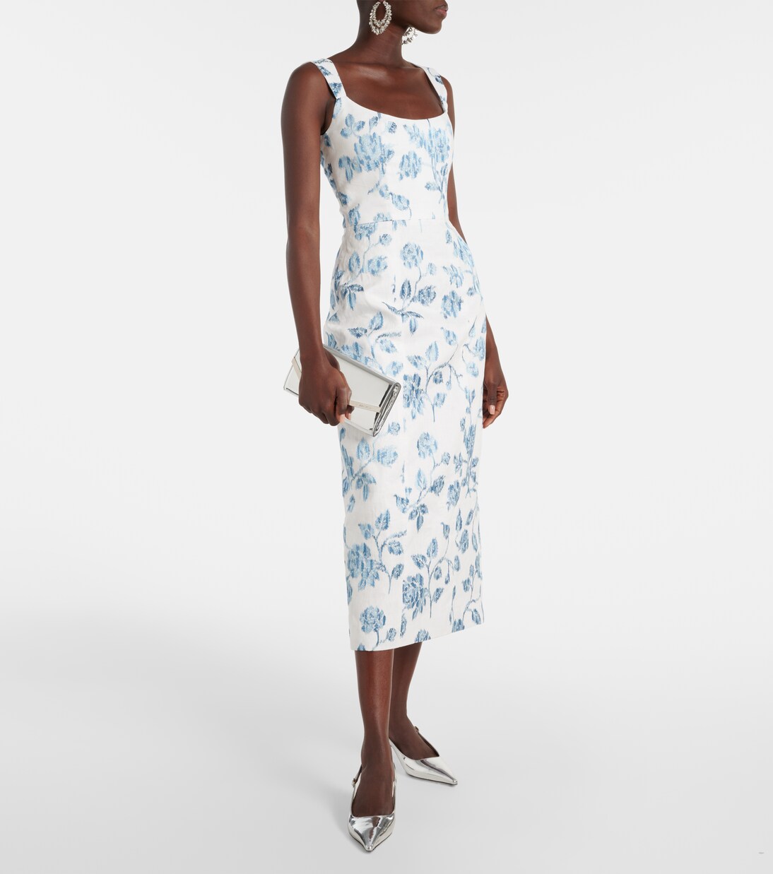 Floral Linen Midi Dress Multicolor main image 1