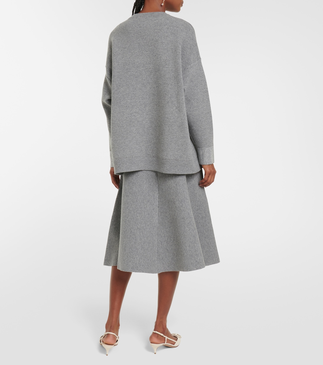 Embellished wool-blend sweater in grey - Valentino | Mytheresa
