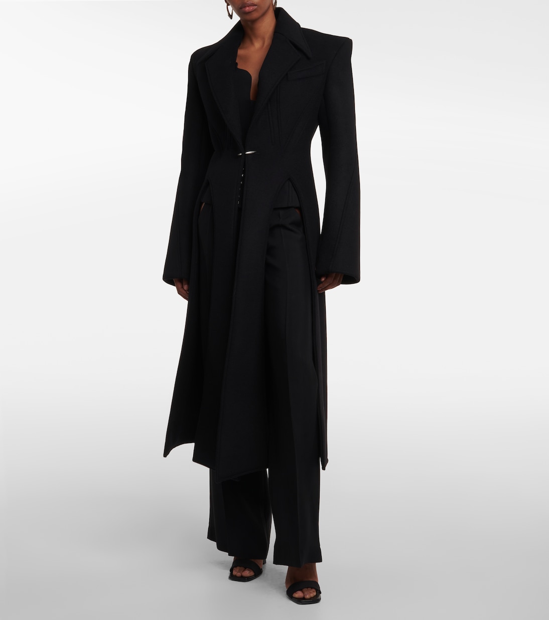 Mantel aus einem Wollgemisch in Schwarz - Mugler | Mytheresa