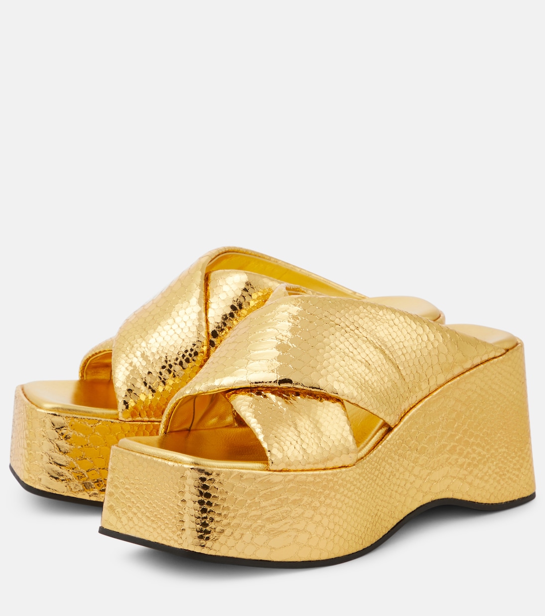Plateausandalen Vicky aus Metallic-Leder in Gold - Paris Texas 