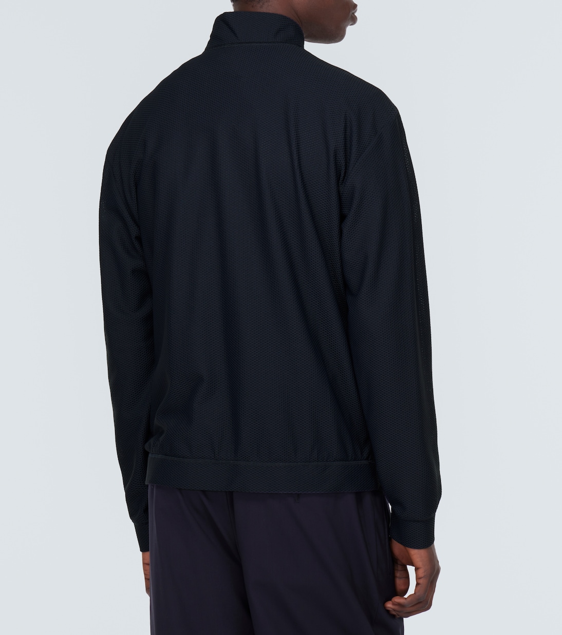 Logo embroidered blouson jacket in blue - Giorgio Armani | Mytheresa