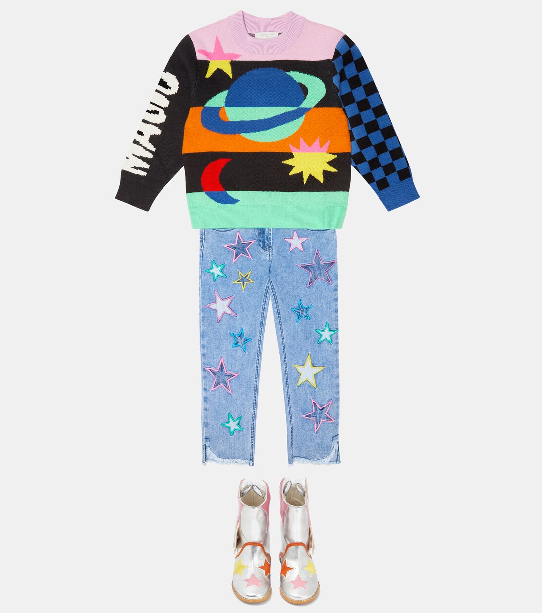 Jacquard cotton-blend sweater in multicoloured - Stella Mc Cartney 