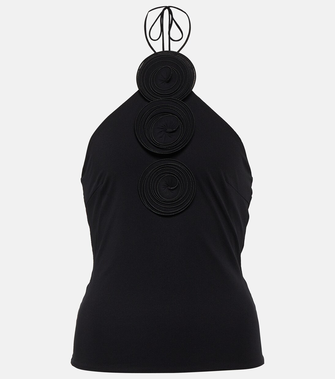 Floral-appliqué halterneck top in black - Magda Butrym | Mytheresa