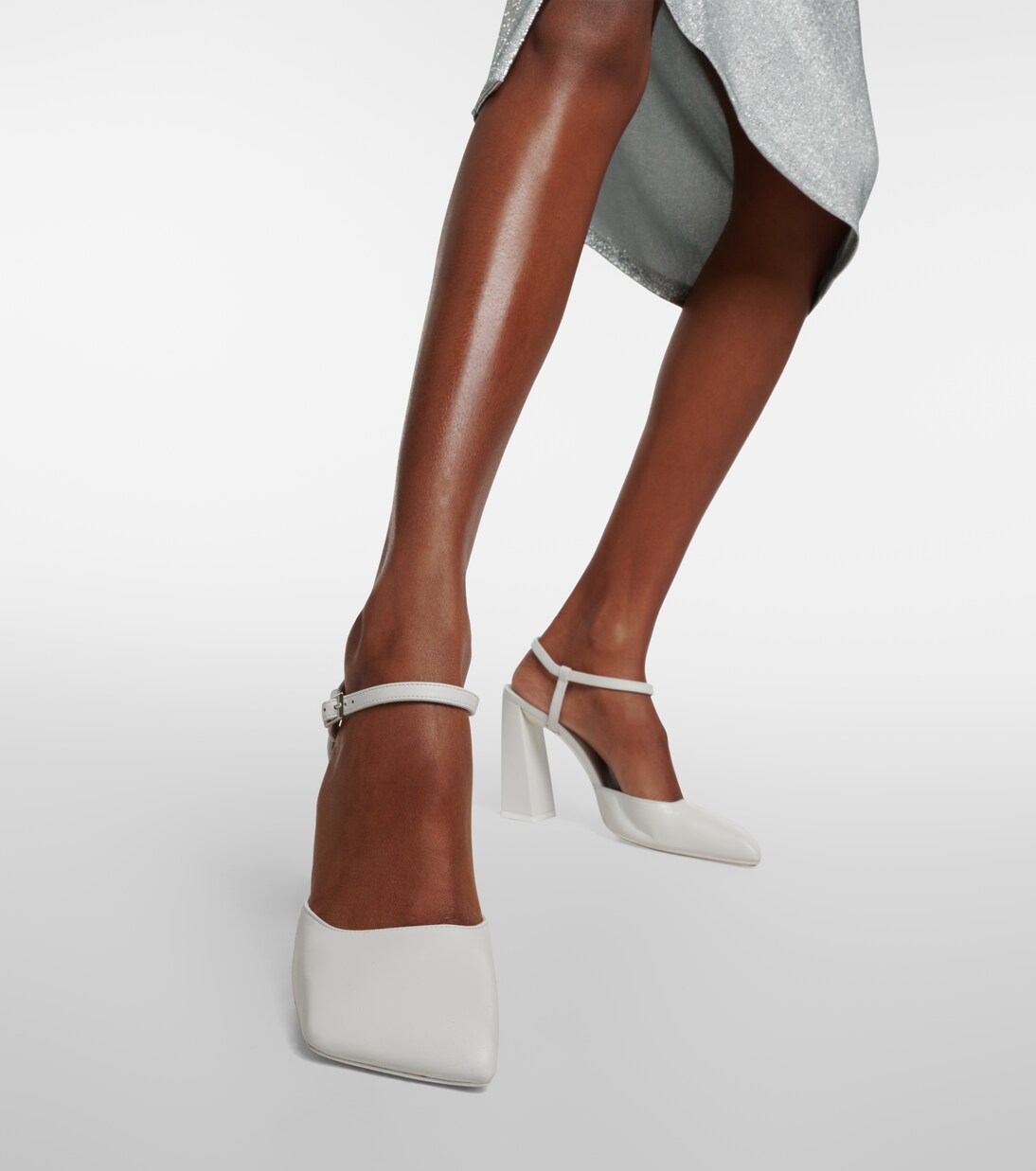 amina muaddi white pumps