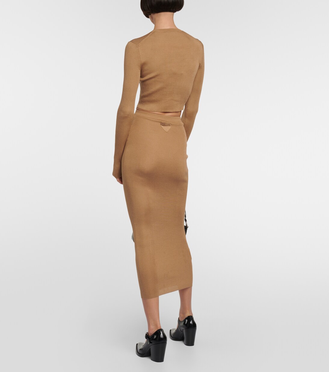High-Rise-Midirock aus Seide in Braun - Prada | Mytheresa