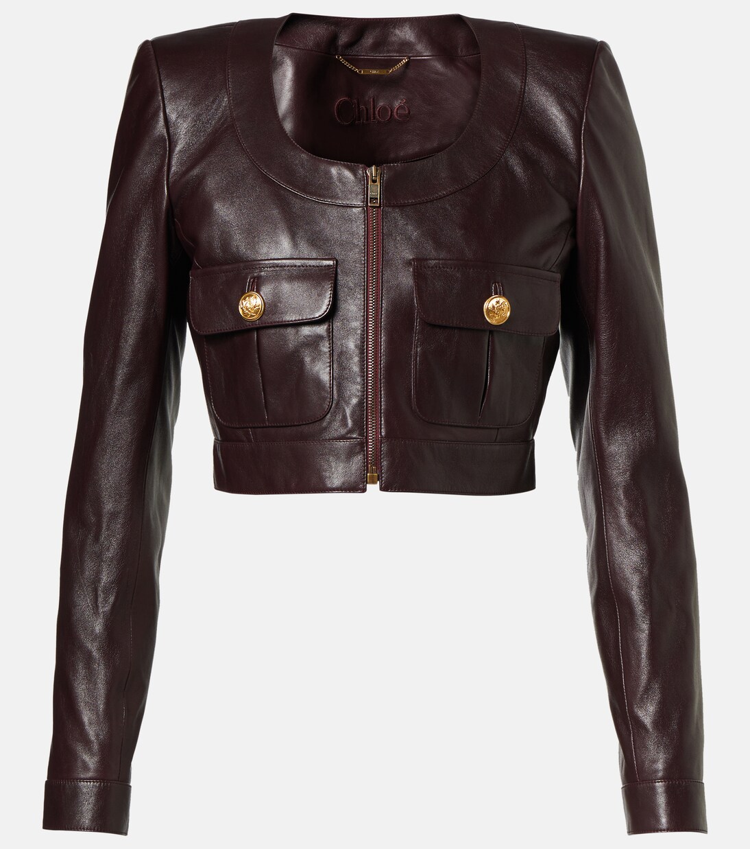 Chaqueta de piel cropped en marrón - Chloe | Mytheresa