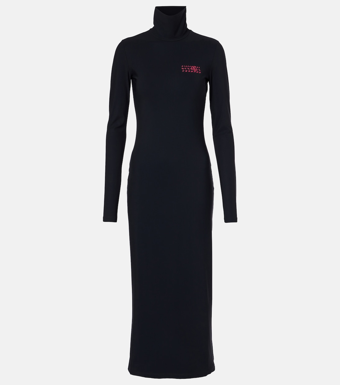 Knitted turtleneck midi dress in black - MM 6 Maison Margiela 