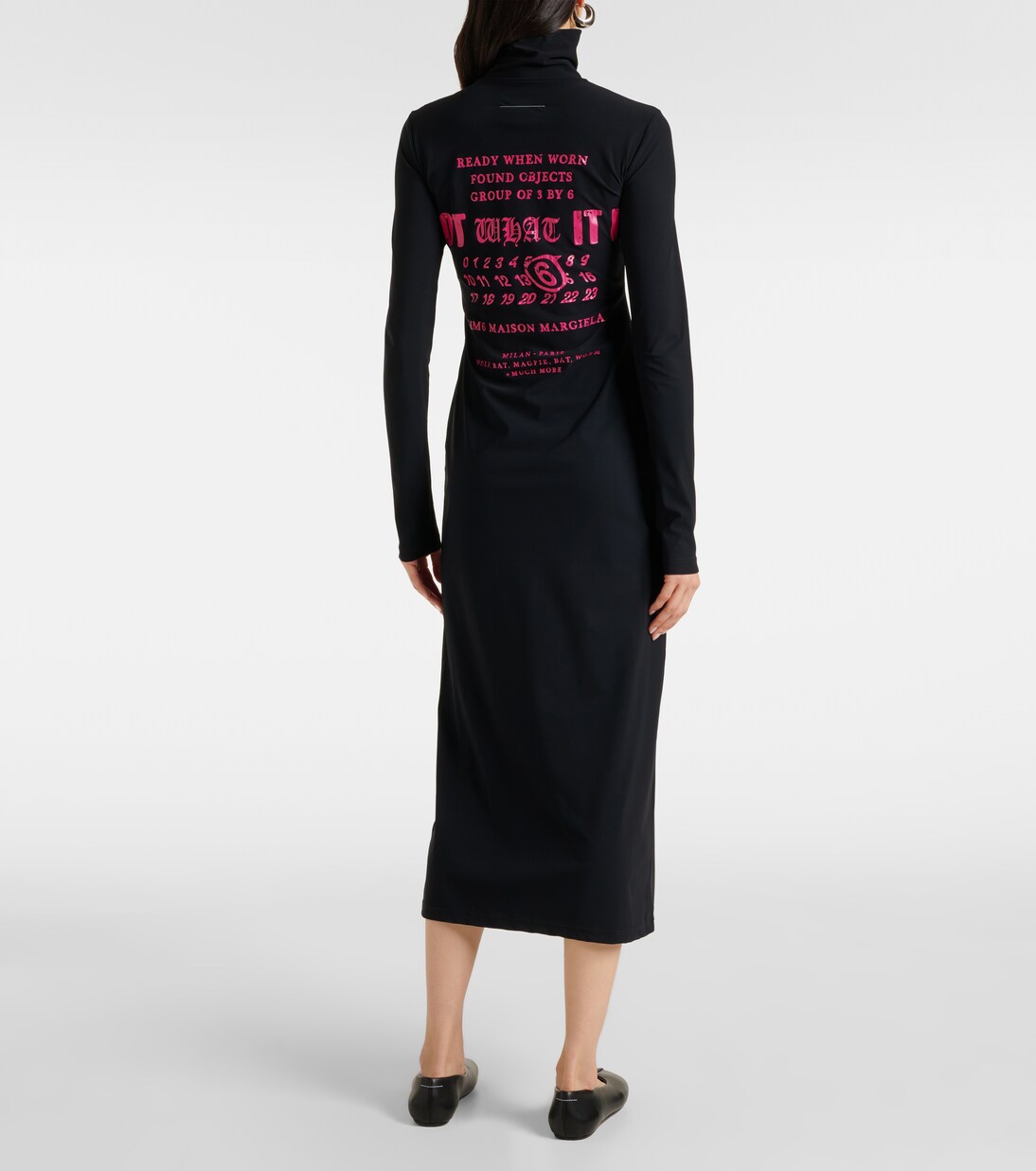 Knitted turtleneck midi dress in black - MM 6 Maison Margiela 