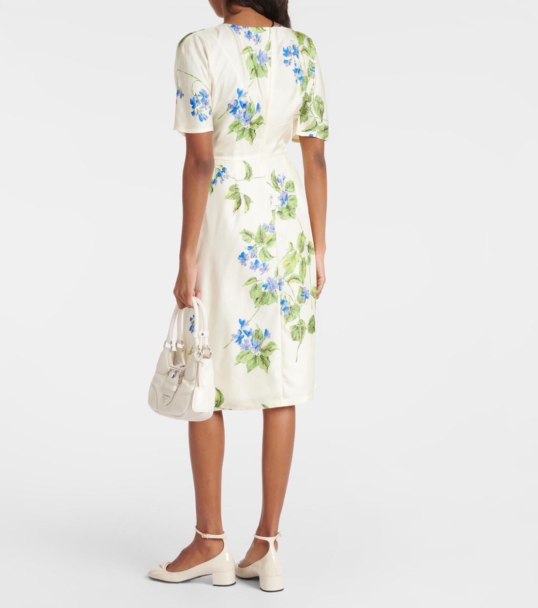 Midikleid aus einem Seidengemisch in Weiß - Prada | Mytheresa 