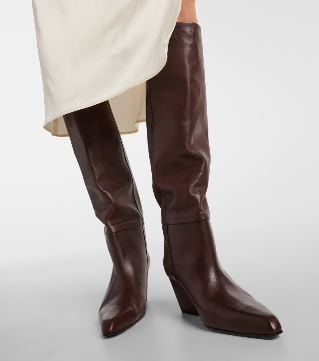 Jane 60 leather boots in brown - Paris Texas | Mytheresa