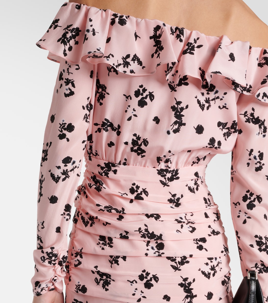 Floral off-shoulder silk midi dress in pink - Alessandra Rich 