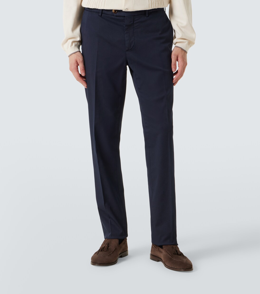 Brunello Cucinelli Blue Linen Casual Pants