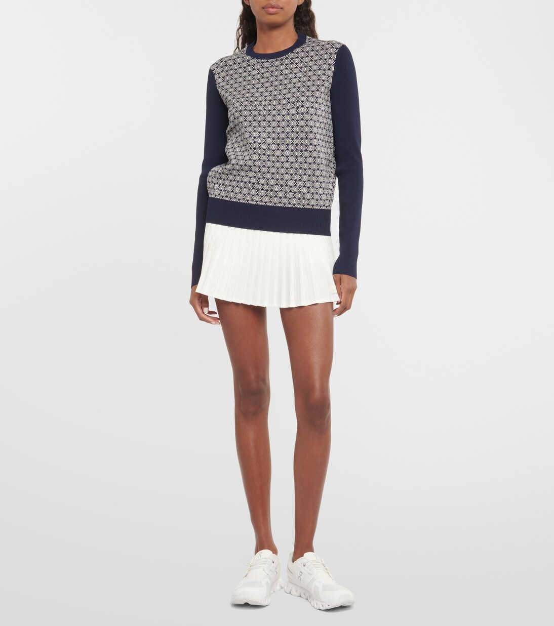 Pleated jersey tennis skirt in white Tory Sport Mytheresa