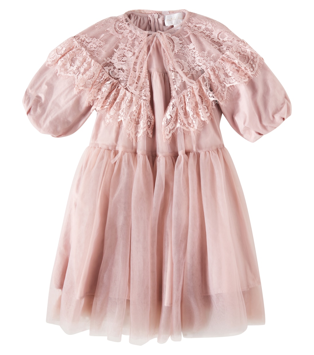 Vestido maxi de encaje y tul con escote ilusión Verde Lima Tallas Grandes